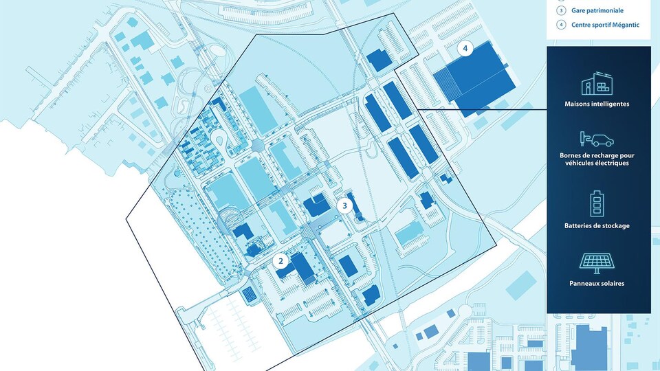 Un plan du centre-ville de Lac-Mégantic.