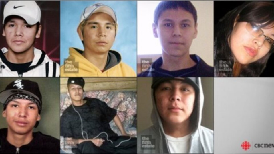 photo des sept jeunes autochtones morts dans des circonstances nébuleuses et qui fréquentaient l'école secondaire à Thunder Bay