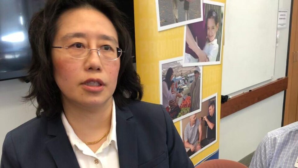 Hsiu-Li Wang en point de presse.