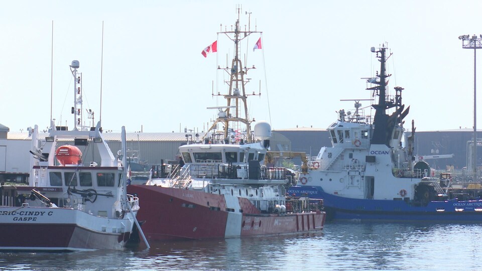 Des navires à un quai.