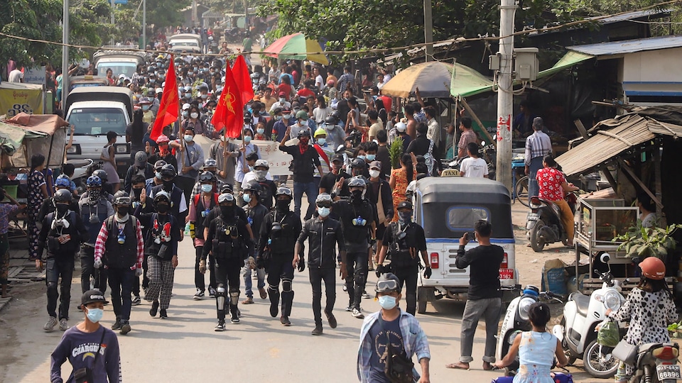 Manifestation à Mandalay au Myanmar.