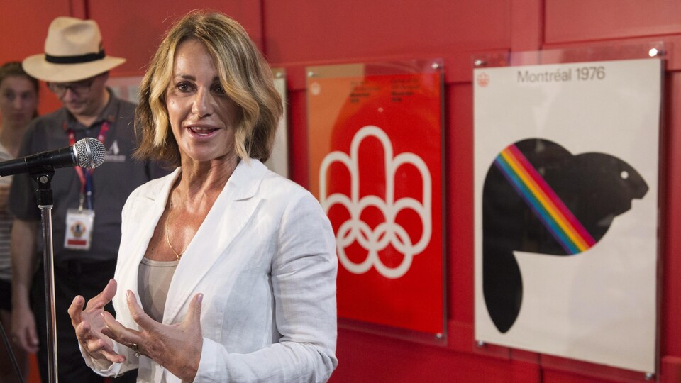L'ex-gymnaste lors du 40e anniversaire des Jeux de Montréal.