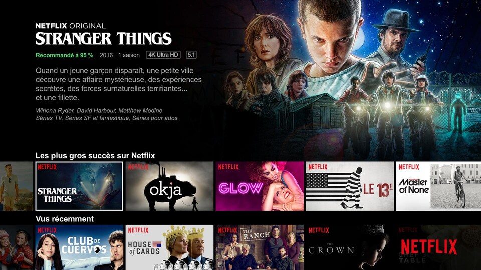 La description de la série « Stranger Things » sur Netflix