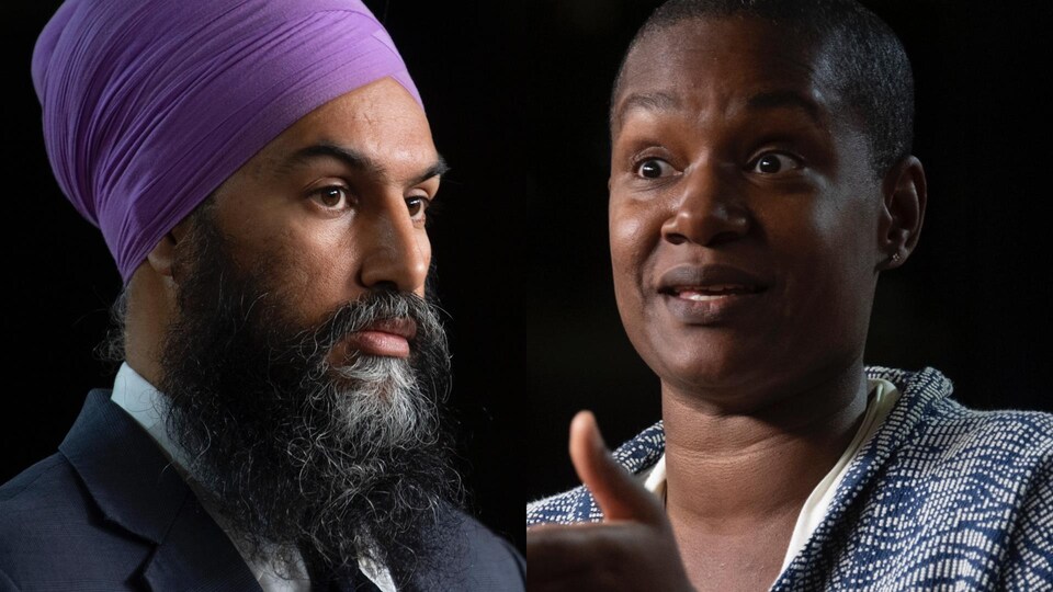 Le chef néo-démocrate Jagmeet Singh et la cheffe du Parti vert Annamie Paul (photomontage)