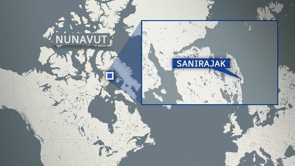 Une carte situant Sanirajak au Nunavut.