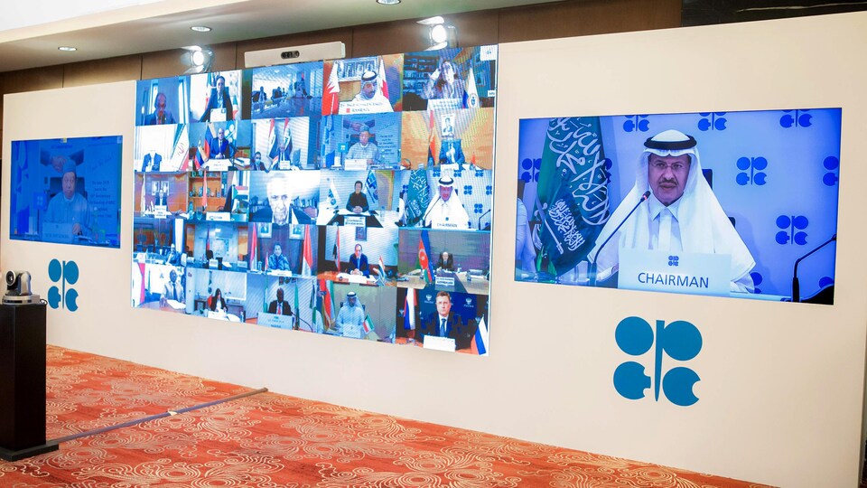 Une vidéoconférence des membres de l'OPEP+.