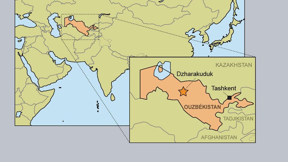 Carte pointant l'Ouzbékistan.