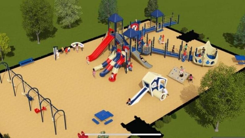 Un plan du parc pour enfants, avec des glissoires et des jeux.