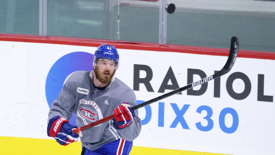 Le joueur du Canadien à l'entraînement