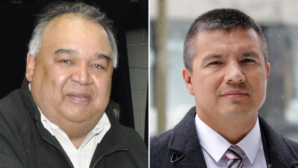 Paul-Émile Ottawa, chef de Manawan, et Constant Awashish, grand chef du Conseil de la Nation Atikamekw.