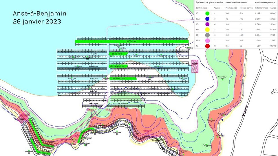 Une carte d'un village de pêche blanche.