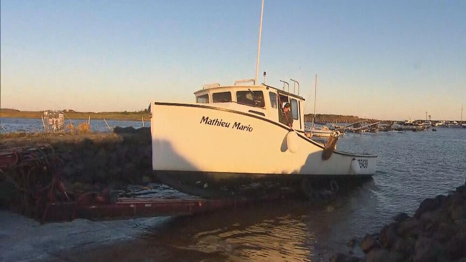 À Cap-Pelé, au Nouveau-Brunswick, des pêcheurs avaient sorti leurs bateaux avant le passage de la tempête. Ils ont pu les remettre à l'eau dimanche matin.