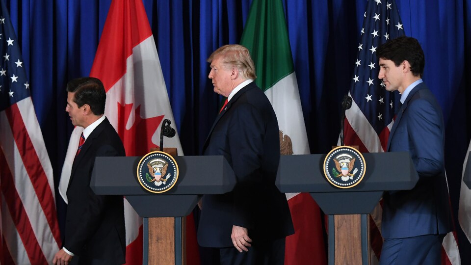 Le président mexicain Enrique Pena Nieto, le président américain Donald Trump et le premier ministre canadien Justin Trudeau