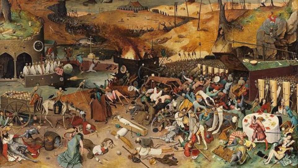 Une illustration présentant le chaos semé par la peste dans l'Europe du Moyen-Âge.