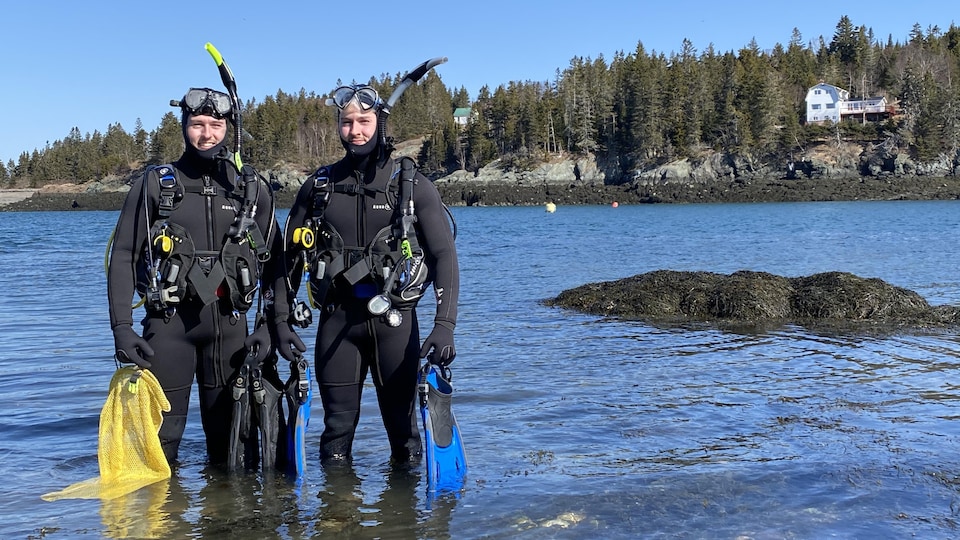 Les deux pieds dans la baie de Fundy.