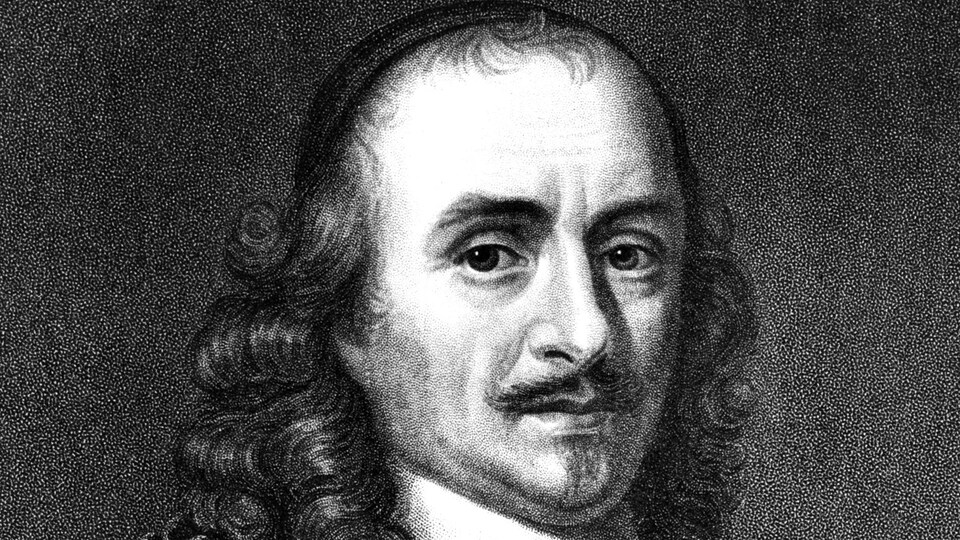 Un portrait en noir et blanc représentant l'écrivain et dramaturge Pierre Corneille.