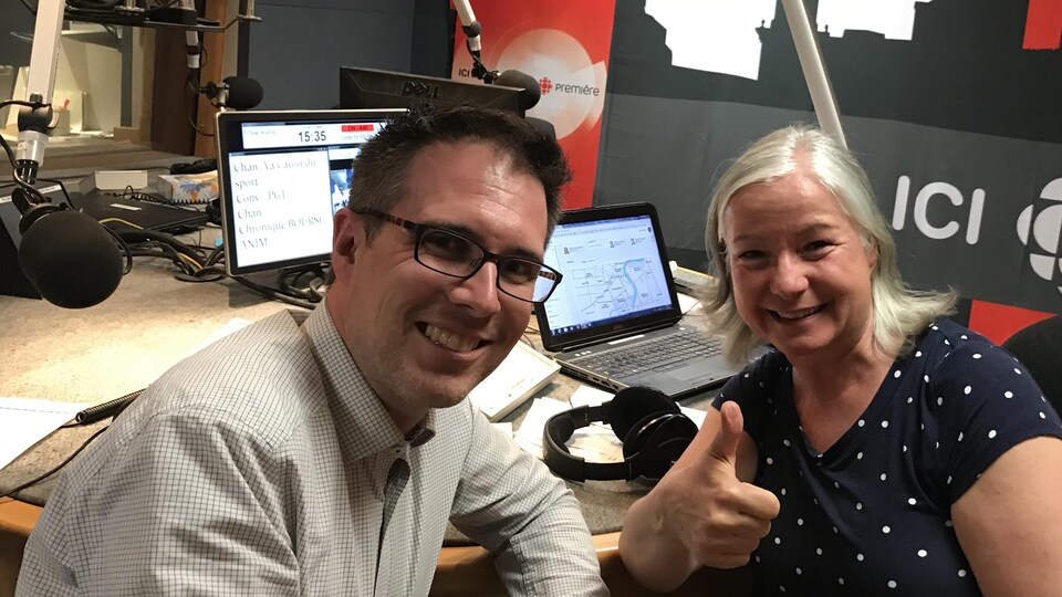 Pierre-GabrielTurgeon et Martine Bordeleau en studio
