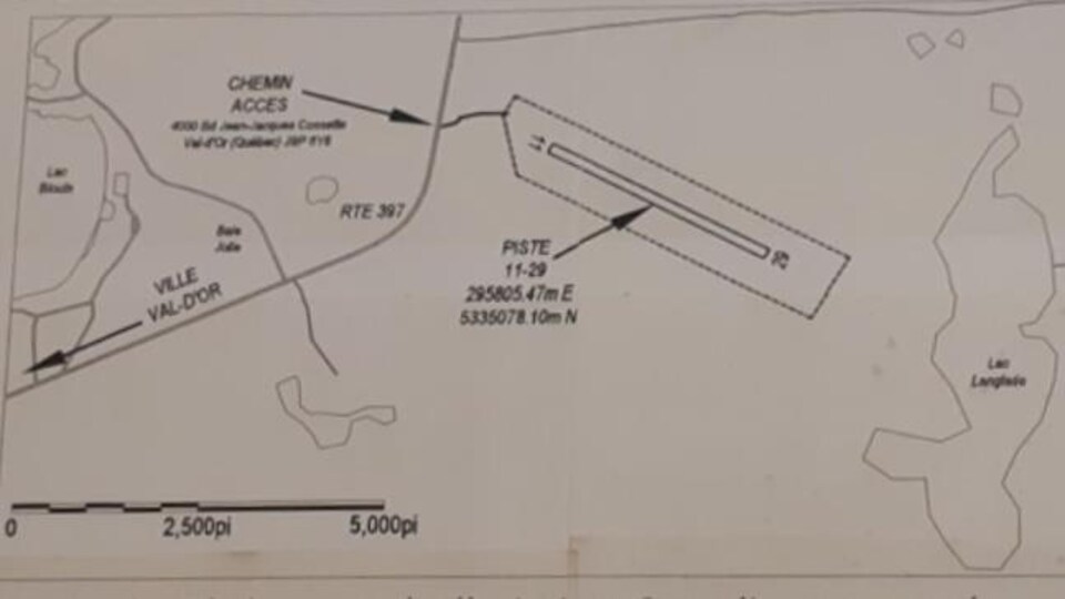Le plan de la piste, près de la route 397.