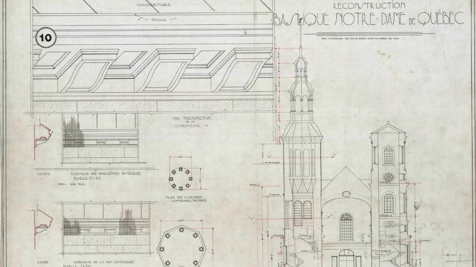 Plan architectural de la basilique-cathédrale Notre-Dame de Québec
