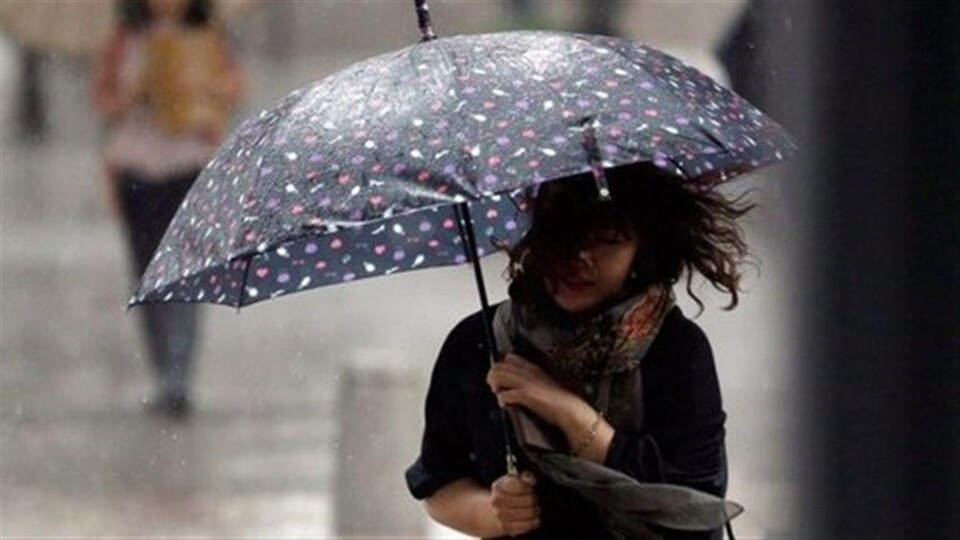 Une femme sous un parapluie.