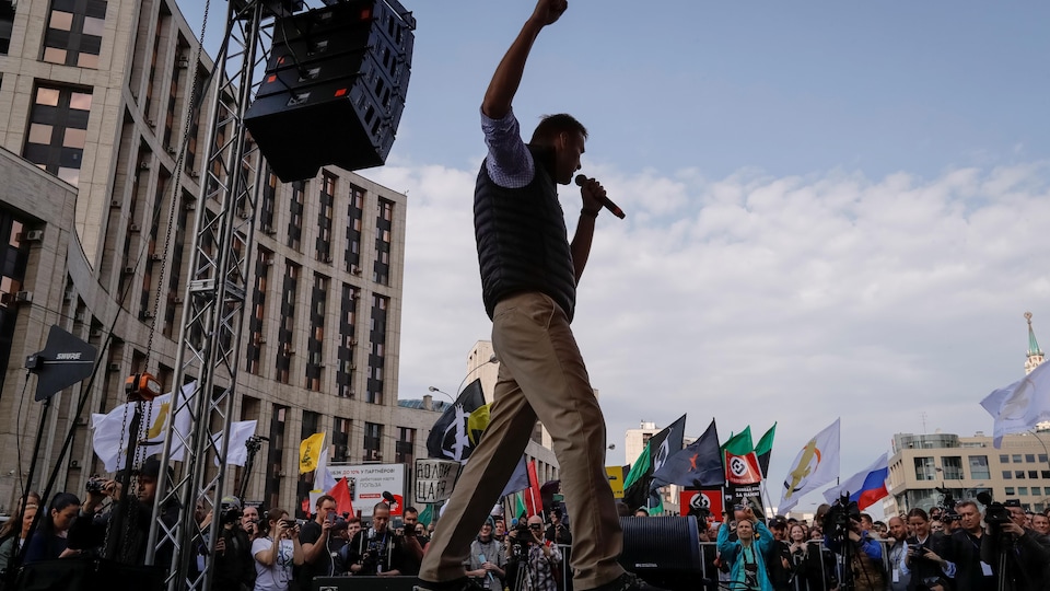 Le leader de l'opposition russe Alexeï Navalny lors d'une manifestation tenue à la fin d'avril.