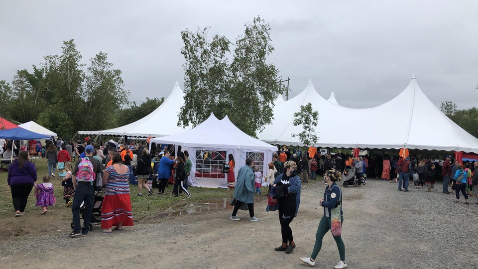 Le pow-wow organisé par la communauté autochtone Welamukotuk, 3 juillet 2021.