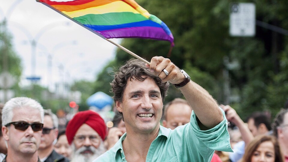 Justin Trudeau lors du défilé de la fierté gaie de Montréal le 14 août 2016.