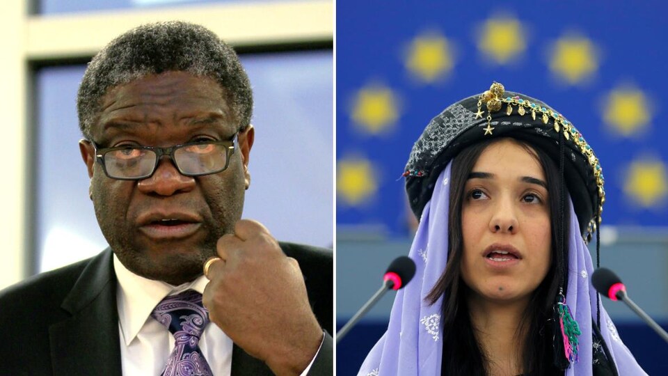 Denis Mukwege, à gauche, et Nadia Murad, à droite