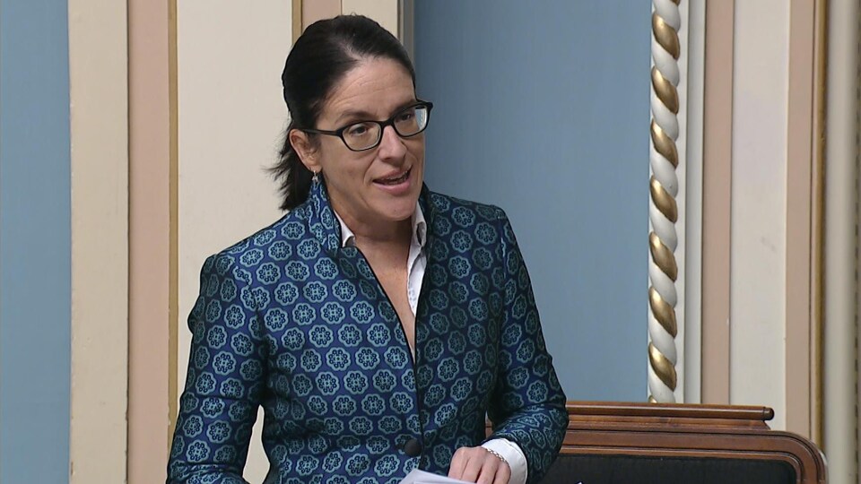 Sonia LeBel s'adresse à ses collègues députés à l'Assemblée nationale.