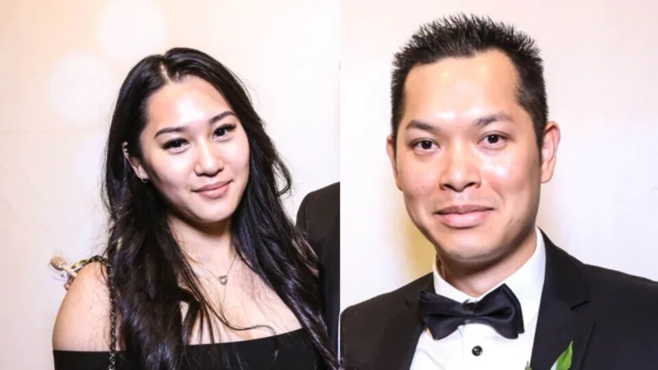 Deux photos juxtaposées, l'une montrant une femme, l'autre montrant un homme.