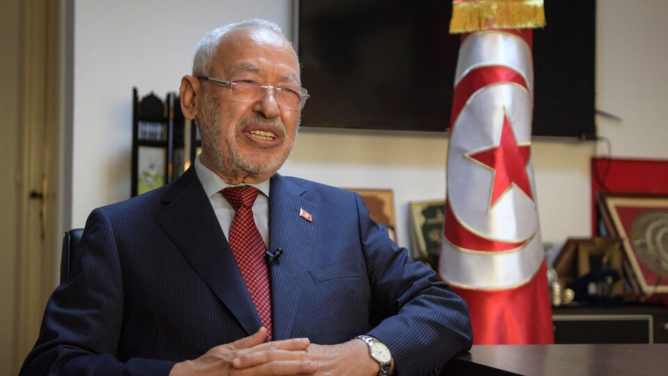 Portrait de Rached Ghannouchi.