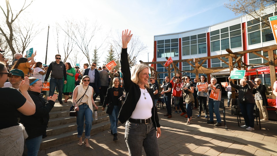 Rachel Notley Greets Supporters At Citi Francophone On April 29, 2023 In Edmonton.