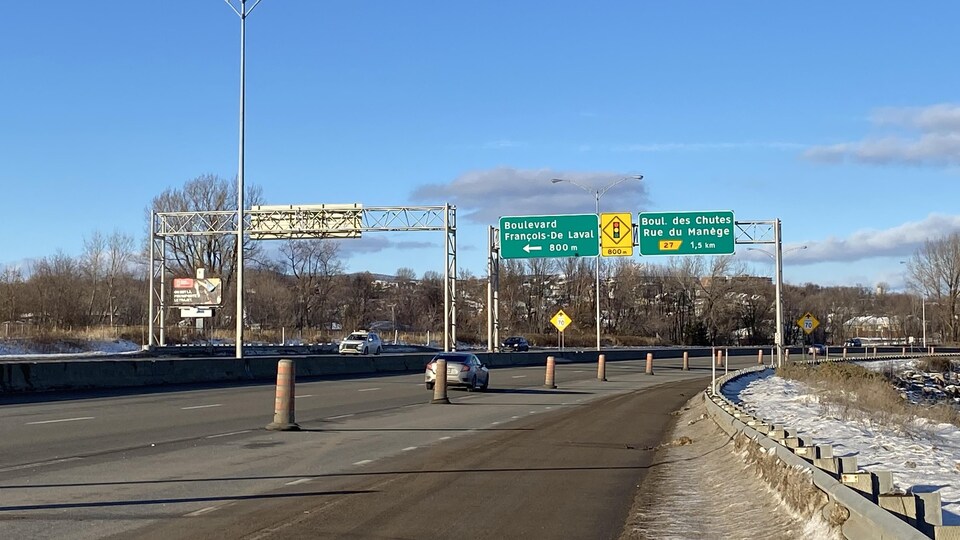 L'autoroute Dufferin-Montmorency en hiver.