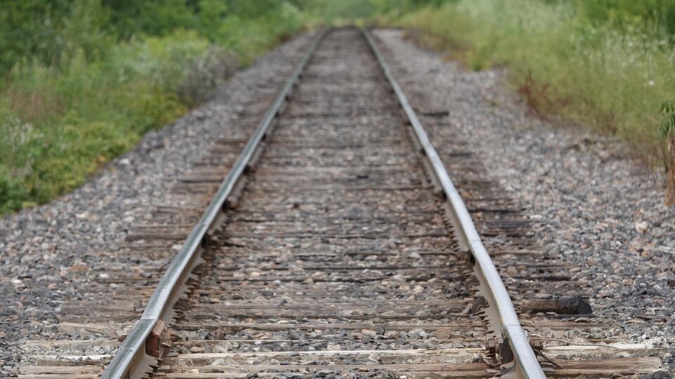 Des rails d'un chemin de fer.