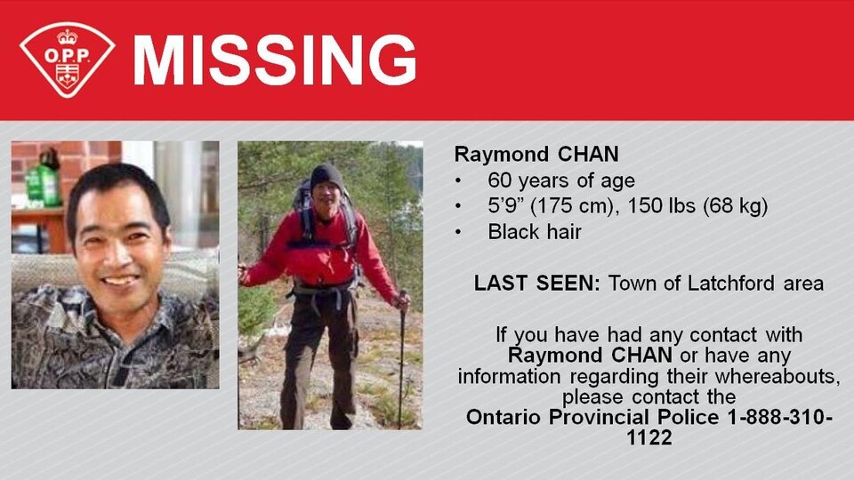Une affiche de la police avec deux photos de Raymond Chan.