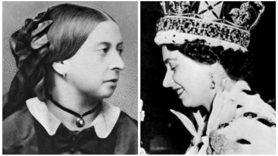Les reines Victoria et Élisabeth II