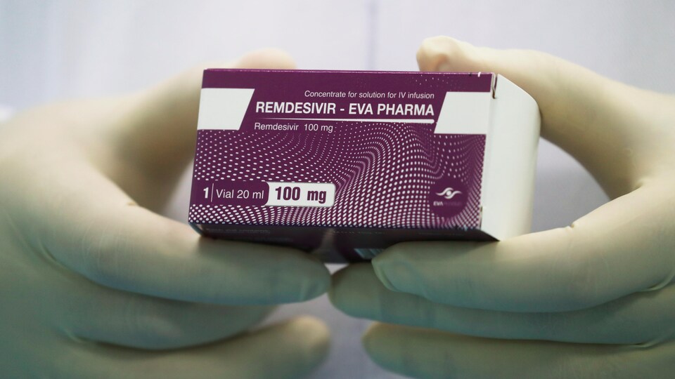 Une boîte de remdesivir, un médicament pour le traitement de la maladie à coronavirus (COVID-19).
