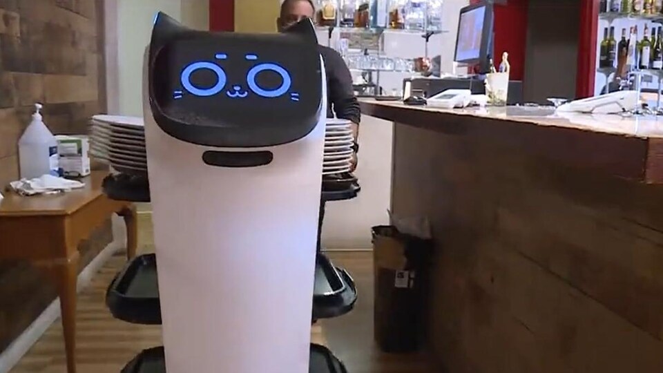 Robbie le robot au restaurant Mantra de Victoria.