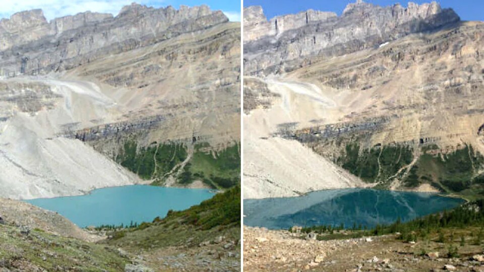 Un comparatif de deux photos du lac Zigadenus.