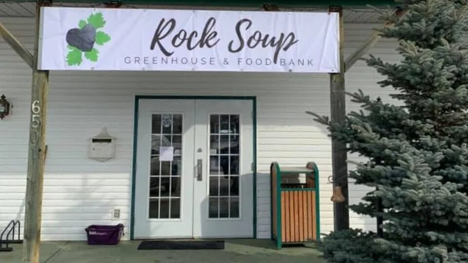 La porte d'entrée de la banque alimentaire Rock Soup.