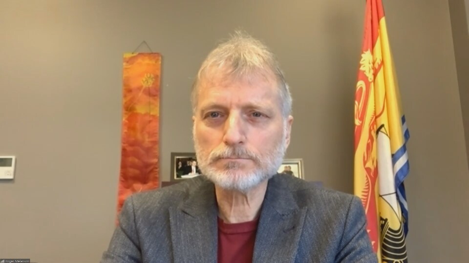 Le chef intérimaire du Parti libéral du Nouveau-Brunswick, Roger Melanson, en visioconférence.