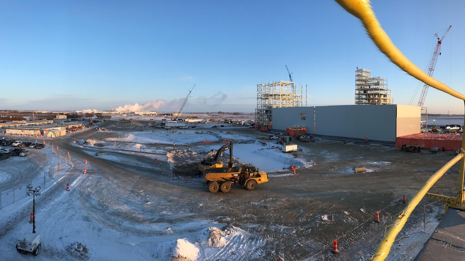 Le chantier de construction l'usine de transformation de pois de l'entreprise Roquette à Portage la Prairie.
