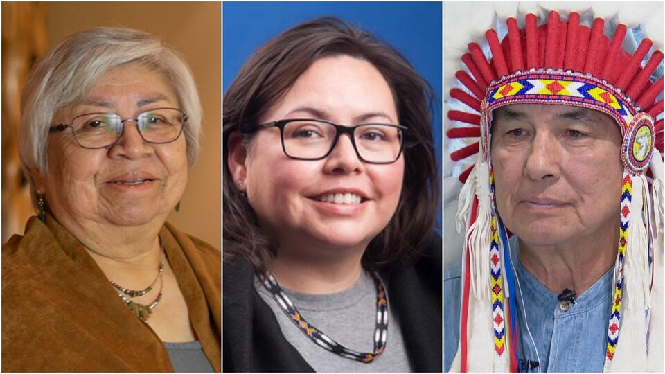 Rosella Kinoshameg, Giselle Marion et Wilton Littlechild.