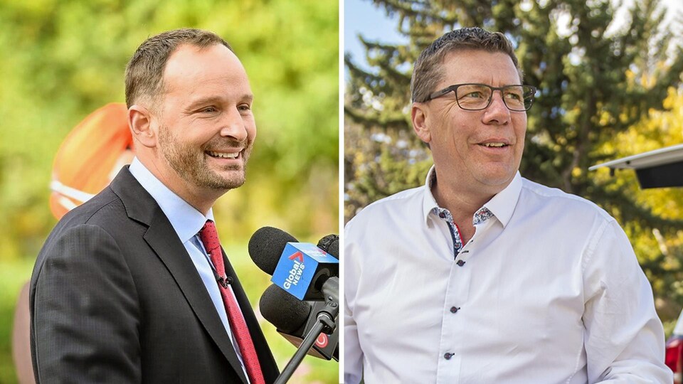 Montage photos avec Ryan Meili à gauche et Scott Moe à droite.