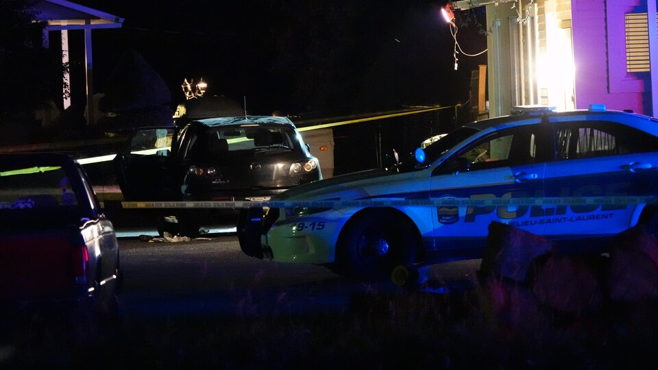 Une autopatrouille sur les lieux de l'accident.