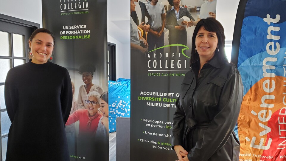 Fanny Allaire-Poliquin est coordinatrice au SANAM, le Service d'accueil des nouveaux arrivants de La Matanie. Elle est accompagnée de Julie Bérubé, responsable du développement des affaires du service aux entreprises du Groupe Collegia.