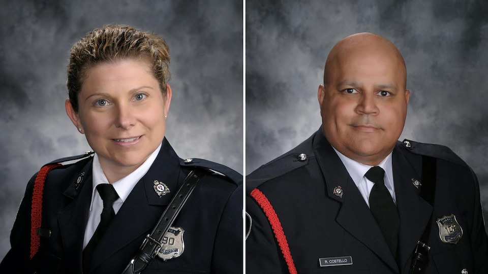 Les deux photos officielles des agents morts en service.