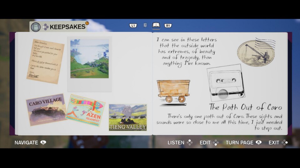 Capture d'écran montrant des souvenirs, des gribouillis et des images. 