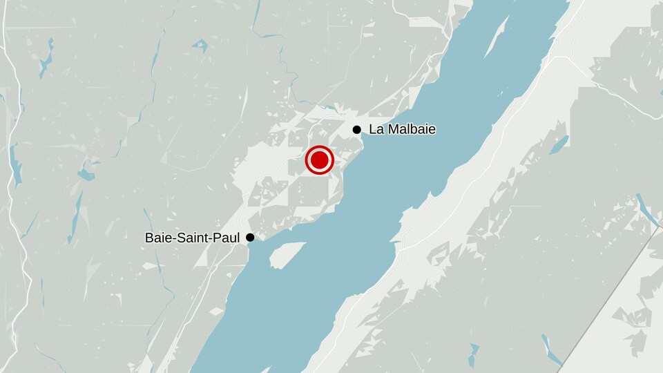 Carte indiquant le lieu approximatif du séisme.