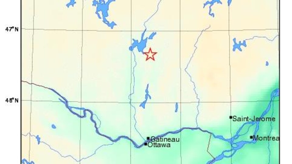 Une carte montrant l'emplacement de l'épicentre.